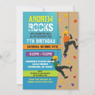 Benutzerdefinierte Rock Climbing Geburtstagsparty- Einladung