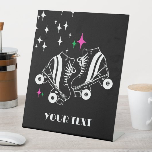 Benutzerdefinierte Roller-Skate Skaten Black Disco Sockelschild (In Situ)