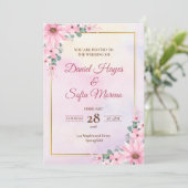 Benutzerdefinierte rosa Aquarell-Hochzeitseinladun Einladung (Stehend Vorderseite)