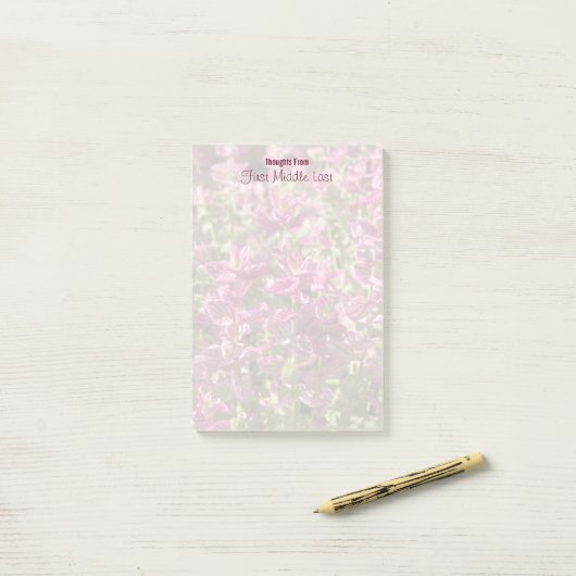 Benutzerdefinierte rosa Blätter auf Pflanze Stalks Post-it Klebezettel (Auf Schreibtisch)