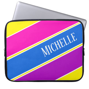 Benutzerdefinierte Rosa, Blau, Gelb und Lila Stric Laptopschutzhülle