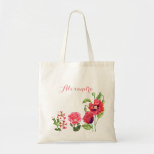 Benutzerdefinierte rosa Blume Blumenkunst Tragetasche