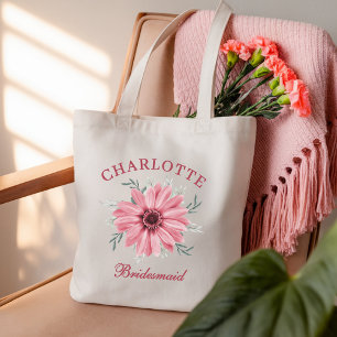 Benutzerdefinierte rosa Blumen-Junggesellinnenabsc Tragetasche
