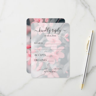 Benutzerdefinierte rosa Blumen schöne Hochzeit RSVP Karte