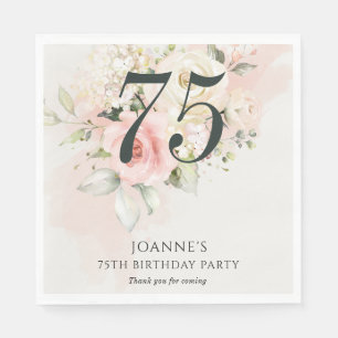 Benutzerdefinierte rosa Blumenparty zum 75. Geburt Serviette