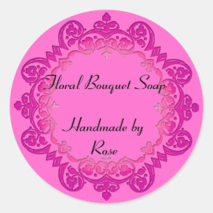 Benutzerdefinierte rosa florale Vintage-Seife oder Runder Aufkleber