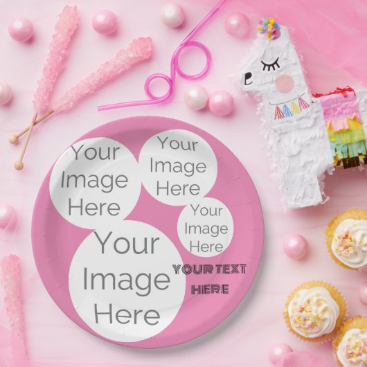 Benutzerdefinierte rosa Fotomaterial-Papierplatte Pappteller (Party)