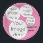 Benutzerdefinierte rosa Fotomaterial-Papierplatte  Pappteller<br><div class="desc">Erstellen Sie Ihre eigene Papier-Foto-Text-Party-Papierplatte können 4 Bilder oder Fotos hinzufügen Machen Sie Ihre Feier wirklich einzigartig mit diesem benutzerdefinierten rosa Foto Collage Party Papier Platte! Laden Sie bis zu 4 persönliche Bilder hoch und fügen Sie Ihren eigenen Text hinzu, um eine einzigartige Touch für Geburtstage, Babyduschen, Brautpartys, Babydusche, Geburtstag...</div>