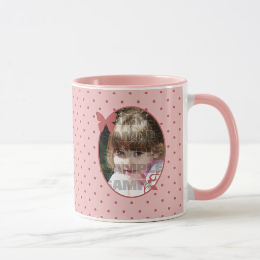 Benutzerdefinierte rosa Fotoplatte Tasse (Rechts)
