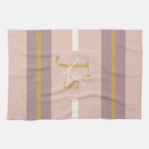 Benutzerdefinierte Rosa Gold Streifen Monogramm Ch Geschirrtuch