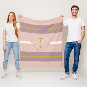 Benutzerdefinierte Rosa Goldstreifen-Monogramm Chi Fleecedecke