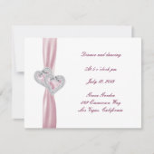 Benutzerdefinierte rosa Herz-Empfang-Karte Einladung (Vorderseite)