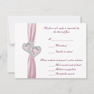 Benutzerdefinierte rosa Herzen Antwortkarte RSVP Karte