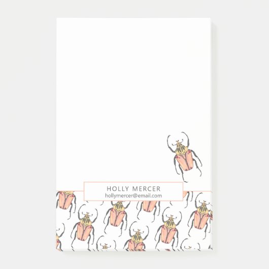 Benutzerdefinierte rosa Käfer Mama Kontaktinformat Post-it Klebezettel (Vorderseite)