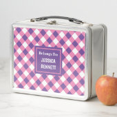 Benutzerdefinierte rosa Lila Kid-Muster Metall Brotdose (Beispiel)