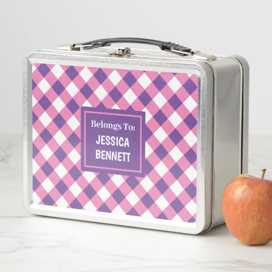 Benutzerdefinierte rosa Lila Kid-Muster Metall Brotdose (Beispiel)