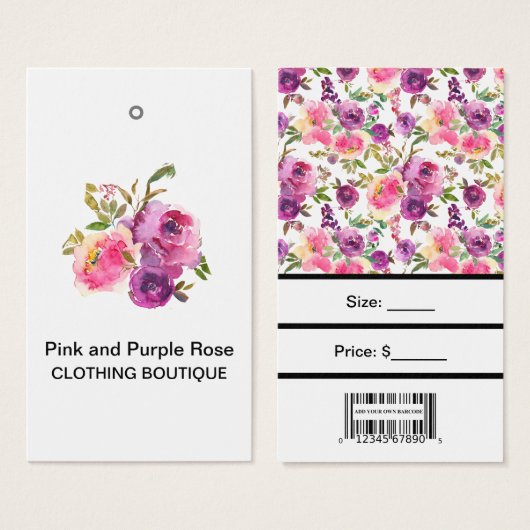 Benutzerdefinierte rosa Lila Rose mit Bar Code-Pre (Vorne & Hinten)