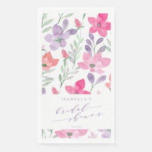 Benutzerdefinierte rosa lila Wasserfarbe Floral Br Serviette