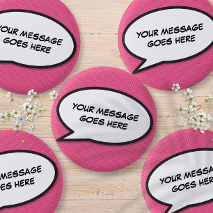 Benutzerdefinierte rosa lustige Sprechblase aus Co Button