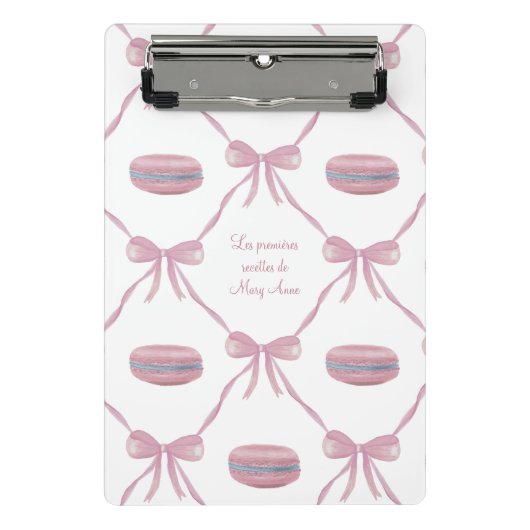 Benutzerdefinierte rosa Macarons Frilly Coquette f Mini Klemmbrett (Vorderseite)