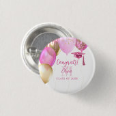 Benutzerdefinierte rosa Mädchen-Abschlussfeier  Button (Vorne & Hinten)