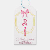 Benutzerdefinierte rosa Monogram Nutcracker-Gesche Geschenkanhänger (Vorderseite)