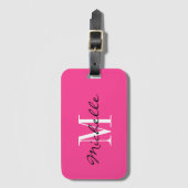 Benutzerdefinierte rosa monogramm Gepäckmarke für  Gepäckanhänger (Vorderseite Vertikal)