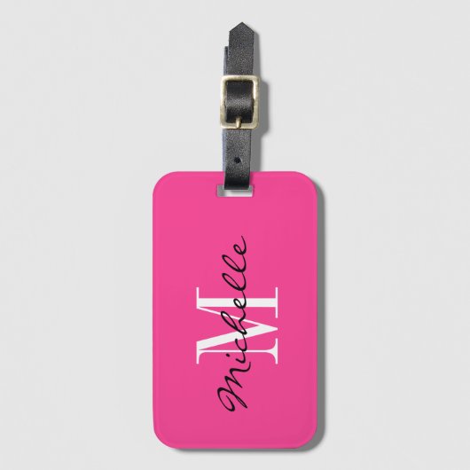Benutzerdefinierte rosa monogramm Gepäckmarke für  Gepäckanhänger (Vorderseite Vertikal)