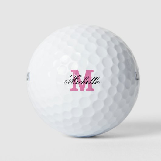 Benutzerdefinierte rosa Name monogramm Golfbälle f (Vorderseite)