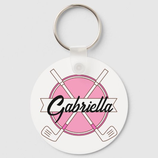 Benutzerdefinierte rosa personalisierte Golfschläg Schlüsselanhänger (Vorderseite)