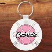 Benutzerdefinierte rosa personalisierte Golfschläg Schlüsselanhänger (Vorderseite)