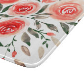 Benutzerdefinierte rosa Rosen Aquarellfarben Illus Schneidebrett (Ecke)