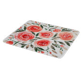 Benutzerdefinierte rosa Rosen Aquarellfarben Illus Schneidebrett (Ecke)