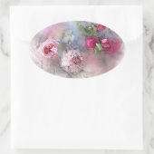 Benutzerdefinierte rosa Rote Rosen Leere Aquarellf Ovaler Aufkleber (Tasche)