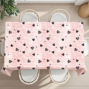 Benutzerdefinierte rosa schwarze Herzen Süßes Ich Tischdecke