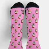 Benutzerdefinierte rosa Socken mit Gesicht, Weihna (Oben)