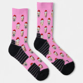Benutzerdefinierte rosa Socken mit Gesicht, Weihna (Rechts)