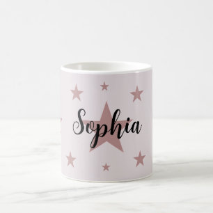 Benutzerdefinierte Rosa-Sterne-Tasse - Personalisi Kaffeetasse
