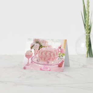 Benutzerdefinierte rosa Torte und Blumen Grußkarte Dankeskarte
