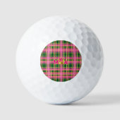 Benutzerdefinierte rosa und grüne karierte Golfbäl Golfball (Vorderseite)