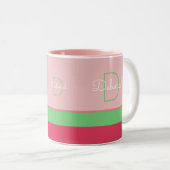 benutzerdefinierte rosa und grüne Monogramm mit St Zweifarbige Tasse (VorderseiteRechts)