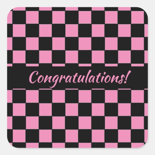 Benutzerdefinierte rosa und schwarze Karton Quadratischer Aufkleber (Vorderseite)