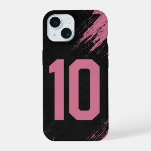 Benutzerdefinierte rosa und schwarze Nummer 10 Han iPhone 15 Hülle