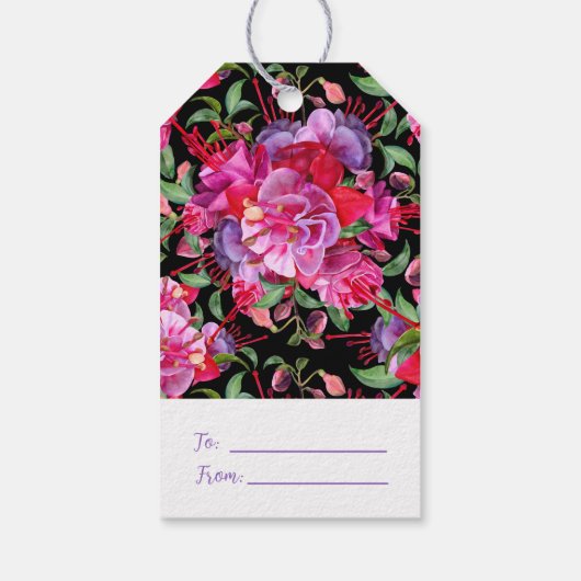 Benutzerdefinierte rosa und schwarze Wasserfarbe F Geschenkanhänger (Rückseite)