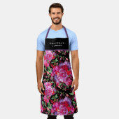 Benutzerdefinierte rosa und schwarze Wasserfarbe F Schürze (Getragen)