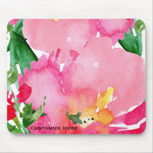 Benutzerdefinierte rosa Wasserfarbe Blume floral S Mousepad