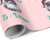 Benutzerdefinierte rosa Weihnachtsmann-Name-Gesche Geschenkpapier (Rolleneckpunkt)