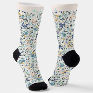 Benutzerdefinierte rosa weiße Blumen weißes Blumen Socken