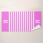 Benutzerdefinierte rosa/weiße Streifen Badehandtuch (Badehandtuch)