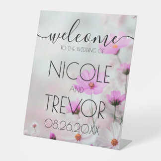 Benutzerdefinierte rosa zarte Blumen Willkommen Ho Sockelschild